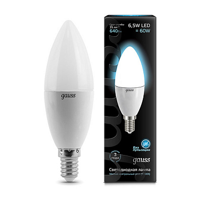 Gauss LED Candle 6.5W E14 4100K Лампа светодиодная