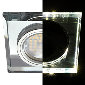 Ecola MR16 LD1651 GU5.3 Glass c подсветкой Квадрат скошенный край Хром/Хром Светильник