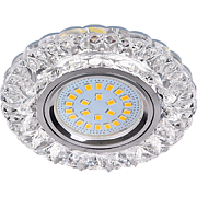 Ecola MR16 LD7009 GU5.3 искристый с подсветкой "Кристалл" Прозрачный/Хром, FT16CCEFB (10/50)