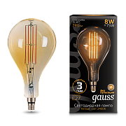 Gauss LED Globe 8W E27 2400K А160 Filament golden straight