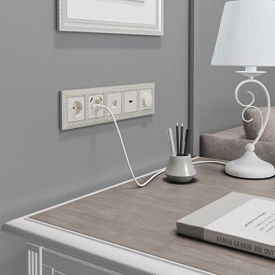 Werkel W1181013 Розетка Еthernet RJ-45 (перламутровый рифленый)