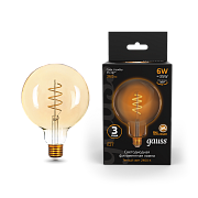 Gauss LED Globe 6W Е27 2400К G125 Filament golden straight