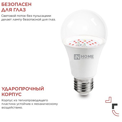 IN HOME ФИТО 25Вт Е27 A65 Лампа светодиодная
