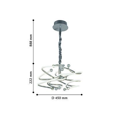 Люстра 2385-10P D450xH222/1110, 10xLEDx9W, 6120LM, 4000K Favourite