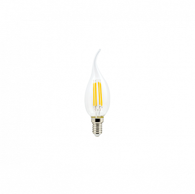 Ecola candle LED 6,0W E14 4000K 360°  filament прозр. свеча на ветру  125х37  Лампа нитевидная