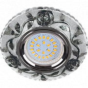 Я Ecola MR16 LD7071 GU5.3 искристый с подсв. "Розы" Прозрачный и Черный / Хром, FK16CREFB (10/50)
