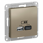 SE AtlasDesign Шампань USB A+С, 5В/2,4А, 2х5В/1,2А, механизм