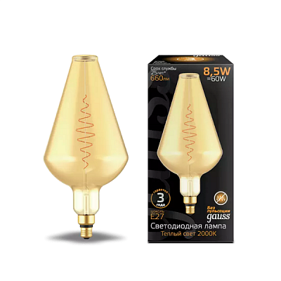 Gauss Vase Filament 8,5W E27 Golden flexible 200*425mm 2000K 660lm Лампа светодиодная