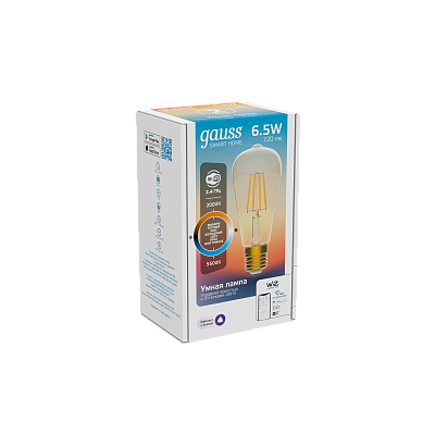 Gauss LED Golden ST64 6,5W E27 2000-5500K DIM+CCT Smart Home Лампа светодиодная Умный Дом