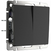 Werkel W1120008 Выключатель двухклавишный (черный матовый)