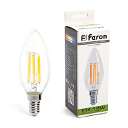 Свеча LED 15W E14 4000K LB-717 Feron прозрачный филамент