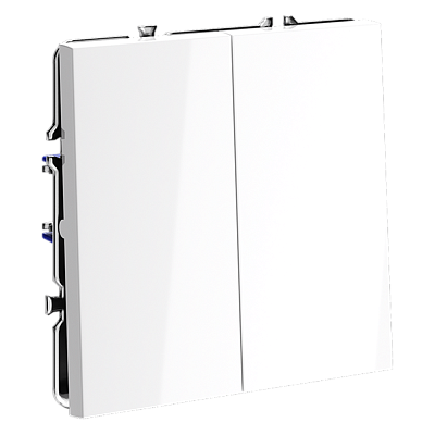 VOLTUM Выключатель встраиваемый S70 двухклавишный 10А, (белый глянцевый)