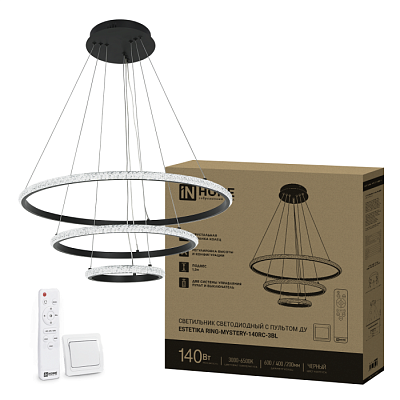 Светильник ESTETIKA RING-MYSTERY-140RC-3BL 140Вт 3000-6500K 600/400/200 черный IN HOME