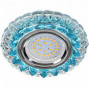 Ecola MR16 LD7009 GU5.3 искристый с подсветкой "Кристалл" Прозрачный/Голубой Светильник Ecola MR16 LD7009 GU5.3 Светильник встр. искристый с подсветкой "Кристалл" Прозрачный и Голубой / Хром 30x95  [FB16CCEFB.]