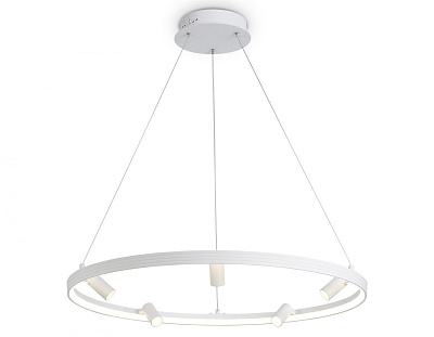 Ambrella FL5288/1+5 WH белый 72W 3000K/4200K/6400K+4200K D700*1200 (ПДУ ИК) Светильник подвесной