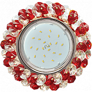 A Ecola GX53 H4 Glass Круглый с хрусталиками Прозрачный и Рубин /Хром, FS53RYECB (10/50)