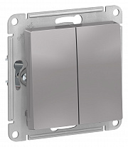 SE AtlasDesign Алюминий Выключатель 2-клавишный сх.5, 10АХ, механизм