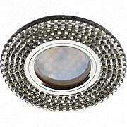 A Ecola MR16 DL1662 GU5.3 Glass Круг с  прозр. страз/фон черн./центр.часть золот, FW16RGECB РАСПРОДА