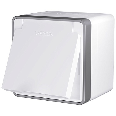 Werkel W5071201 Розетка влаг. с зазем. с защит. крышкой и шторками Gallant (белая)