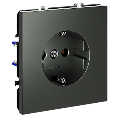 VOLTUM Розетка встраиваемая S70 с заземлением 16А, (титан)