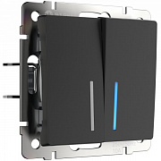Werkel W1120108 Выключатель двухклавишный с подсветкой (черный матовый)