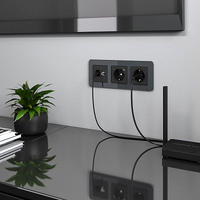 Werkel W1181308 ТВ-розетка + Ethernet RJ-45 6 cat. (черный матовый) 