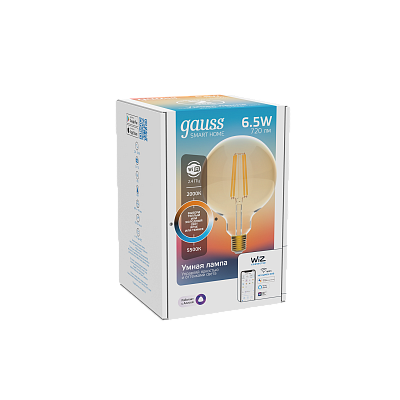 Gauss LED Golden G95 6,5W E27 2000-5500K DIM+CCT Smart Home Лампа светодиодная Умный Дом