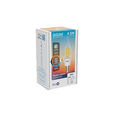 Gauss LED Candle 4,5W E14 2000-6500K DIM+CCT CF35 Smart Home Лампа светодиодная Умный Дом