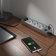 Werkel WL20-04-03 Розеточный блок 4-х местный + 3 USB серебряный/серебряный рифленый