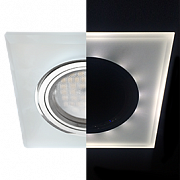 Ecola MR16 LD1651 GU5.3 Glass с подсветкой Матовый/Хром Светильник квадратный