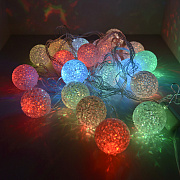 Гирлянда "Снежок", SE-SNOW-320AA, 2хАА, 20 LED, мульти (7цв.), прозрачный шнур 0,3м