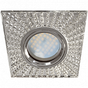 A Ecola MR16 DL1659 GU5.3 Glass Квадрат с прозр. страз/фон зерк./центр.часть хр, FW16SGECB РАСПРОДАЖ