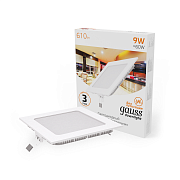 Gauss Светильник Gauss Slim квадрат 9W 3000K Светодиодная панель