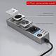 Werkel WL20-04-03 Розеточный блок 4-х местный + 3 USB серебряный/серебряный рифленый
