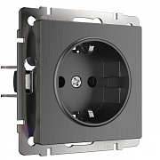 Werkel W1171104  Розетка с заземлением и шторками (графит рифленый)