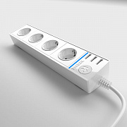 Werkel WL20-04-03 Розеточный блок 4-х местный + 3 USB белый