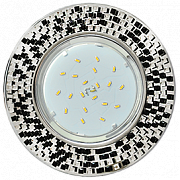 Я Ecola GX53 5319 H4 Glass Круг с  прозр.-черн. мозаикой/фон зерк./центр.часть хро, FU53RMECB (5/30)