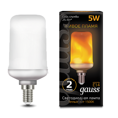 Gauss T65 LED 5.0W E14 1500K Corn Flame Лампа светодиодная