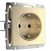 Werkel WL10-SKGS-01-IP44 Розетка с заземлением и шторками (шампань рифленый)