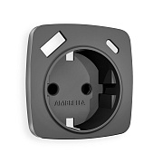 Лицевая панель OMEGA (Антрацит серый) для эл. розетки с заземлением со шторками 2USB тип A+C OP6600