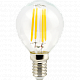 Ecola globe LED Premium 6,0W G45 220V E14 2700K 360° filament прозр. нитевидный шар (Ra 80, 100 Lm/W, КП=0) 78х45 Лампа светодиодная