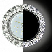Ecola GX53 H4 LD5361 Glass Круг  с крупн. страз. Конус с подсв./фон зерк./центр.часть хром SK53RGEFB