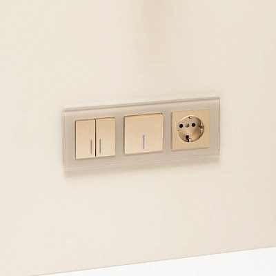 Werkel W1120110 Выключатель двухклавишный с подсветкой (шампань рифленый)