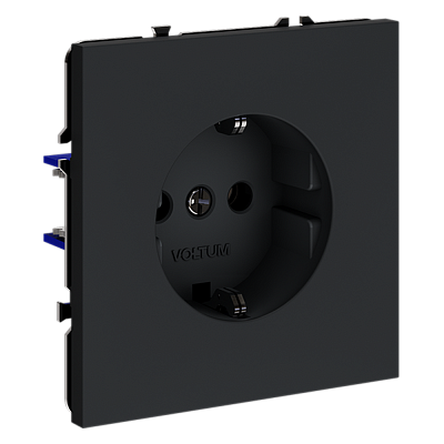 VOLTUM Розетка встраиваемая S70 с заземлением 16А, (графит)
