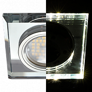 Я Ecola MR16 LD1651 GU5.3 Glass c подсветкой Квадрат скошенный край Хром/Хром, SC1651EFF ПОД ЗАКАЗ