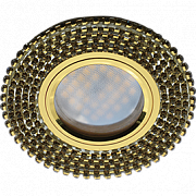 Я Ecola MR16 DL1662 GU5.3 Glass Круг с прозр.страз (оправа зол)/фон зерк./центр.часть зол FG16RGECB