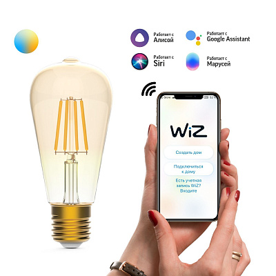 Gauss LED Golden ST64 6,5W E27 2000-5500K DIM+CCT Smart Home Лампа светодиодная Умный Дом