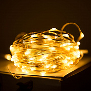 Гирлянда  "Нить", SE-STRING-10100WW, 10м, 100 LED, теплый белый, серебр. шнур 1,5м ip20