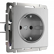 Werkel W1171009 Розетка с заземлением (серебряный рифленый)