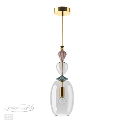 ODEON LIGHT 4855/1B  золото/разноцветн./керамика/стекло Подвес E14 1*40W BIZET